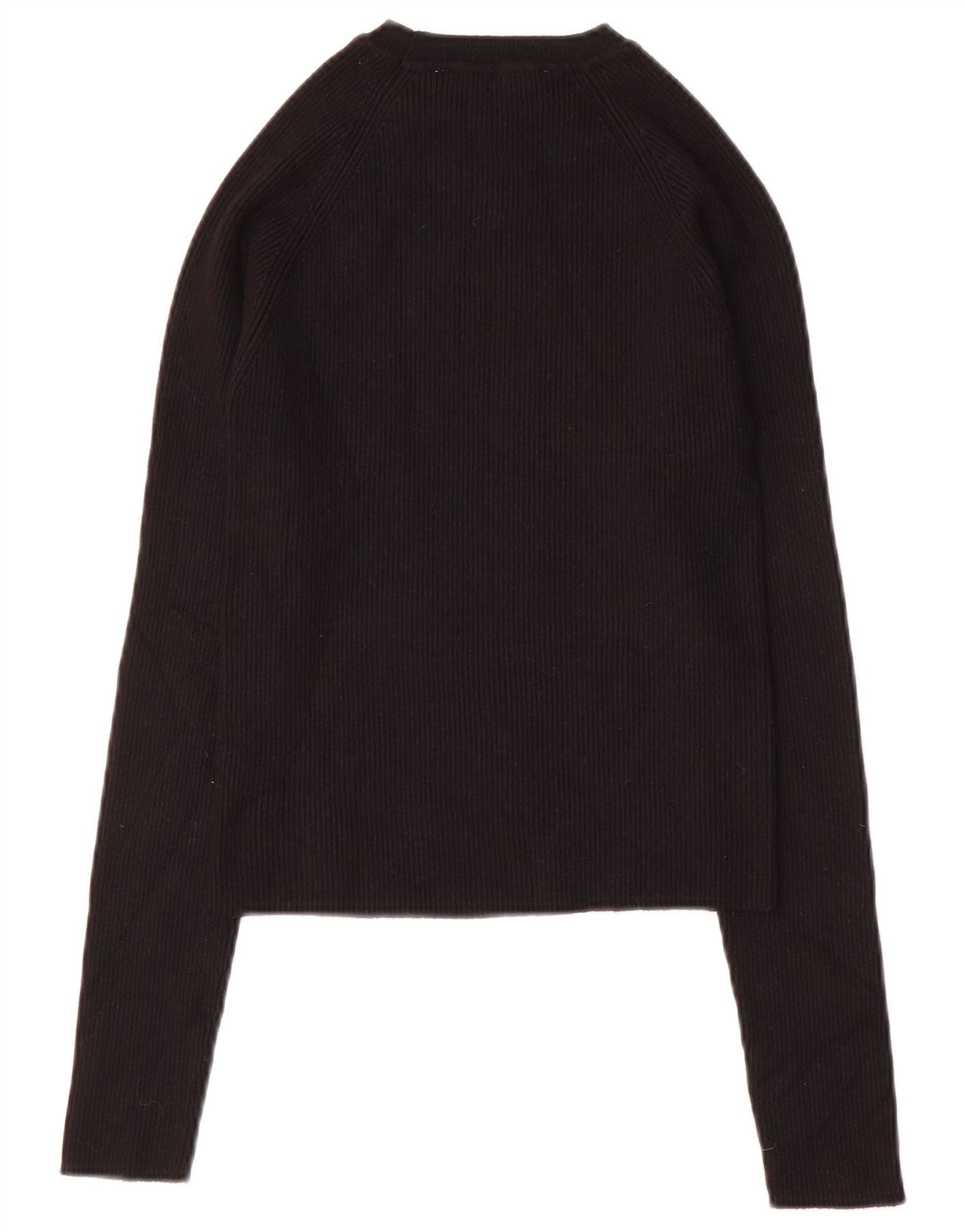 Zara Mujer Crop Top Manga Larga UK 42 Medium Black Viscosa