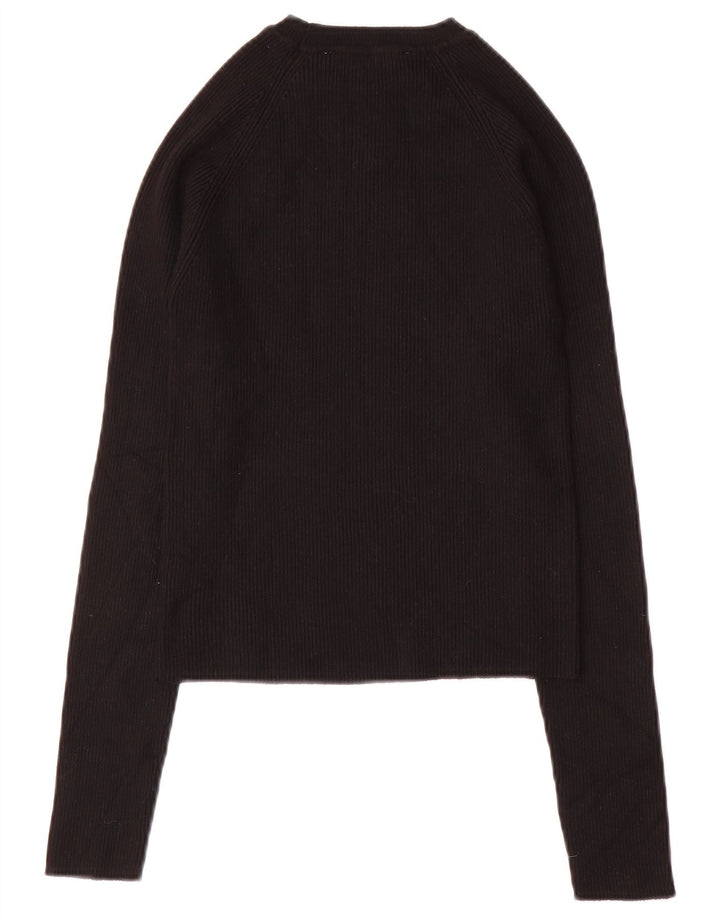 Zara Mujer Crop Top Manga Larga UK 42 Medium Black Viscosa