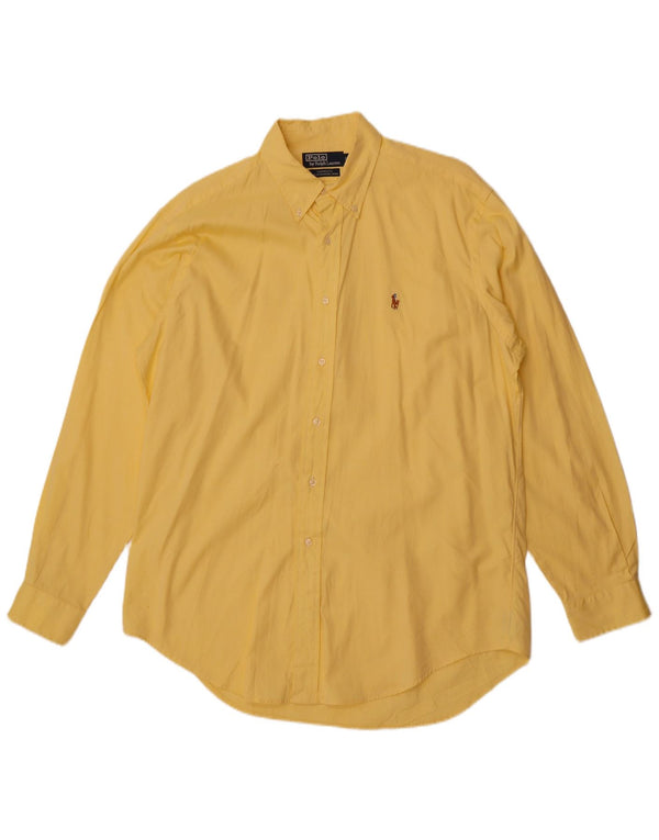 Polo Ralph Lauren Camisa holgada Yarmouth para hombre talla 16 algodón amarillo grande