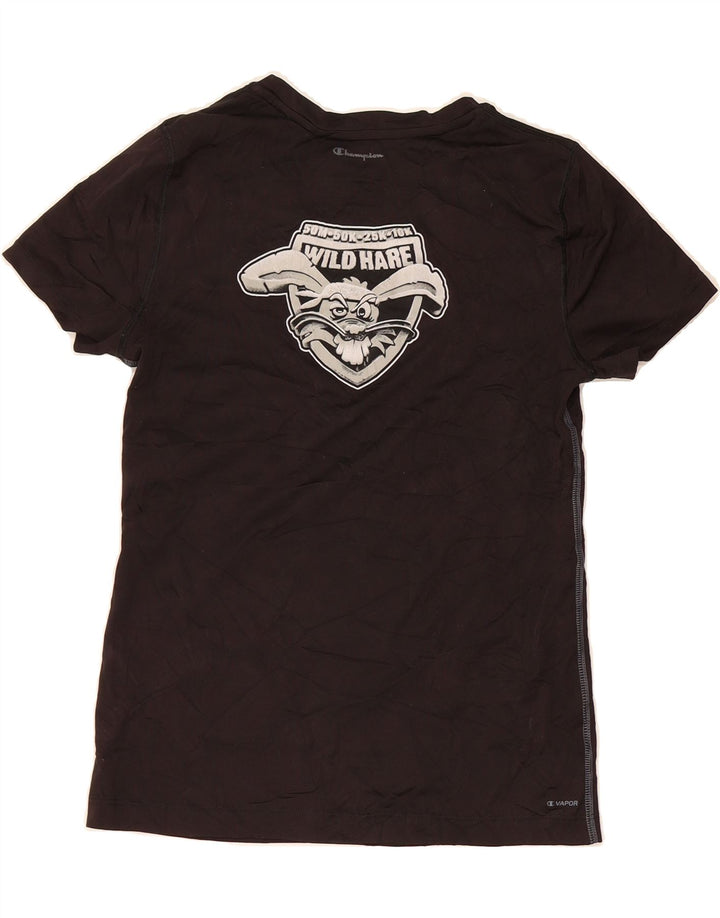 CHAMPION Womens Graphic T-Shirt Top UK 10 Small Black Vintage Champion and Second-Hand Champion from Messina Hembry 