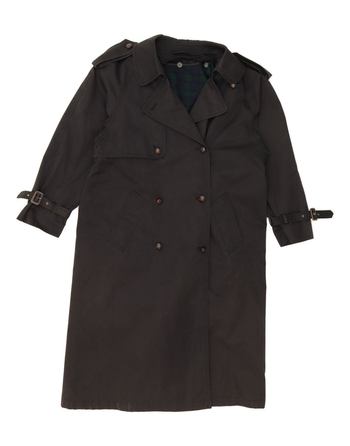 BHS Womens Trench Coat UK 12 Medium  Black Polyester Vintage Bhs and Second-Hand Bhs from Messina Hembry 