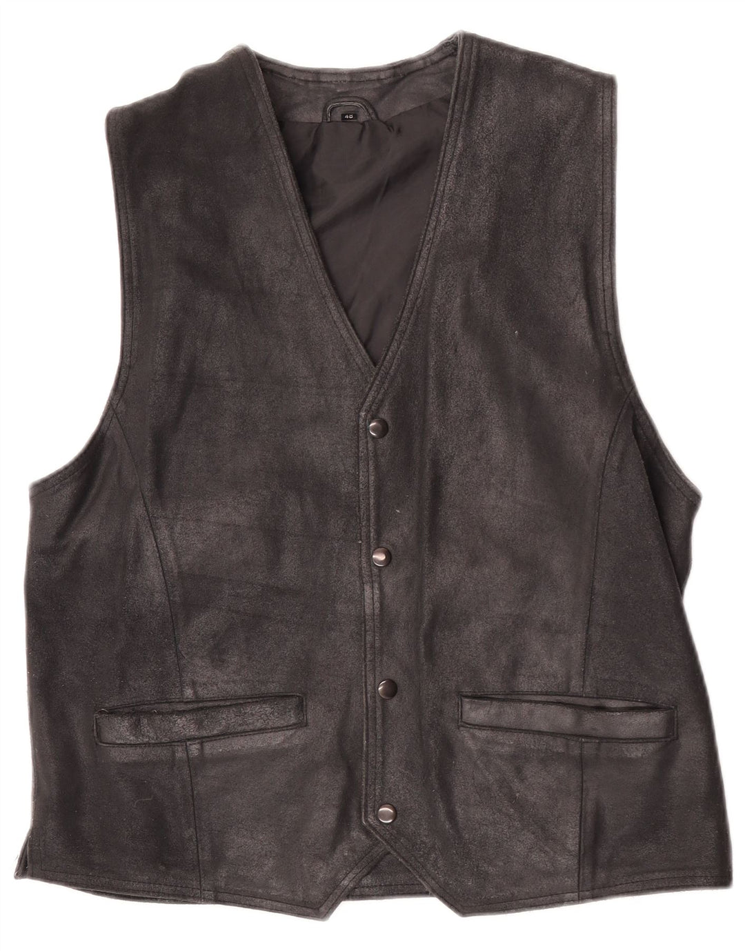 Chaleco de ante vintage para hombre IT 48 cuero negro medio