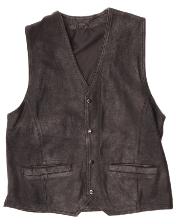 Chaleco de ante vintage para hombre IT 48 cuero negro medio