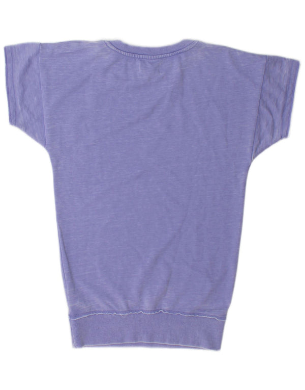 Diesel Top tipo túnica con gráfico de manga corta para mujer UK 44 Algodón morado mediano