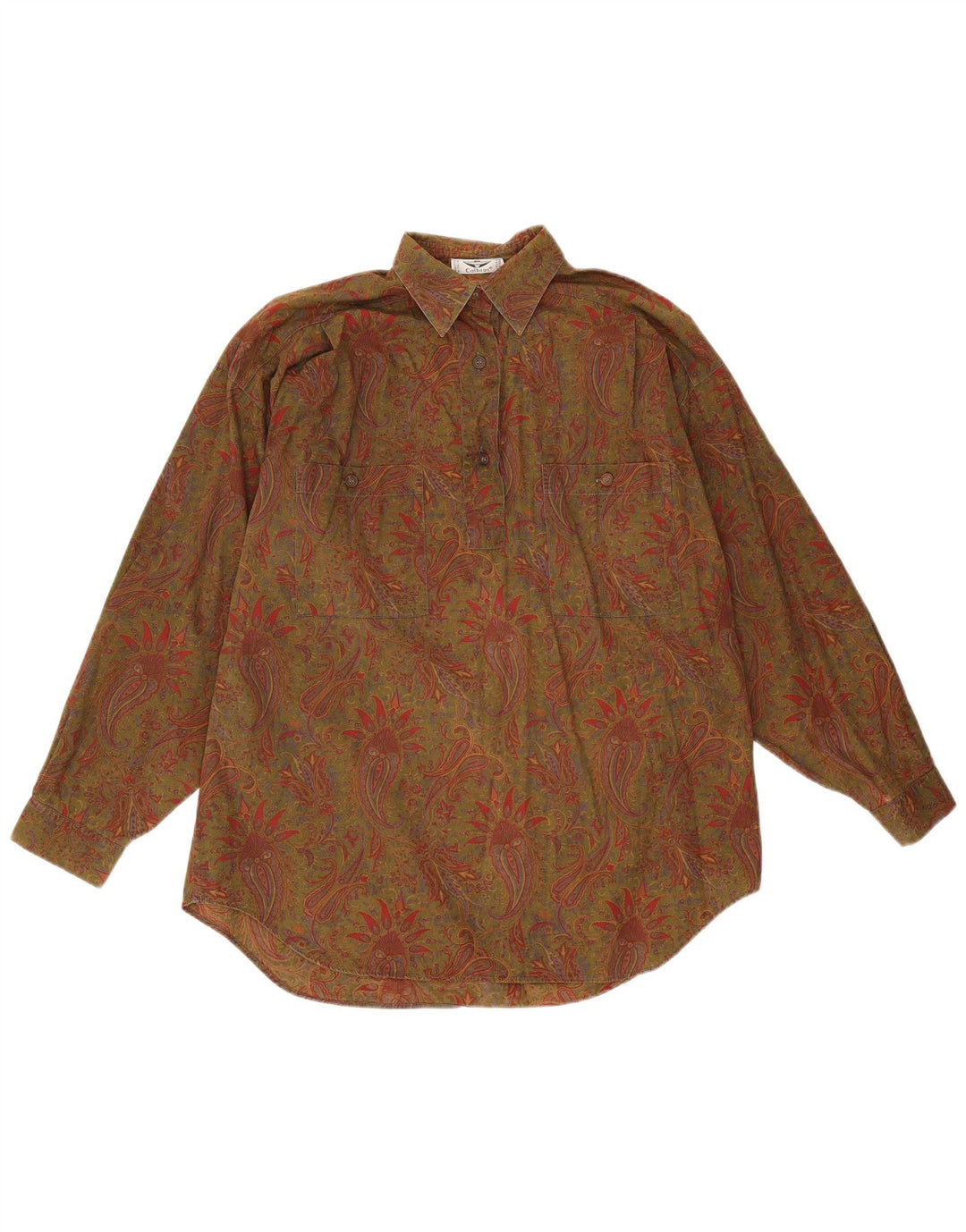 Calbros Camisa tipo jersey extragrande para mujer IT 44 Algodón cachemir caqui mediano
