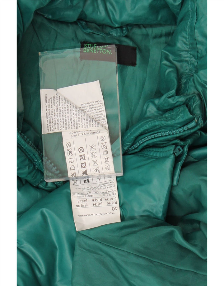 BENETTON Womens Padded Jacket UK 8 Small Green Polyester Vintage Benetton and Second-Hand Benetton from Messina Hembry 