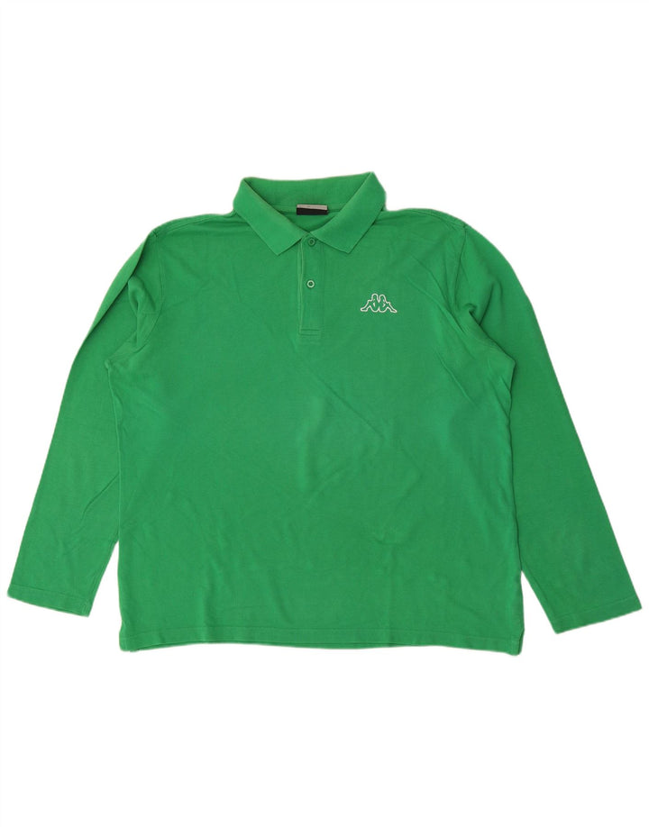 Kappa Polo de manga larga para hombre, talla grande, verde
