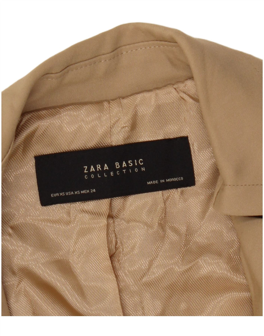 ZARA Mujer Abrigo Cruzado Sin Mangas UK 6 XS Beige