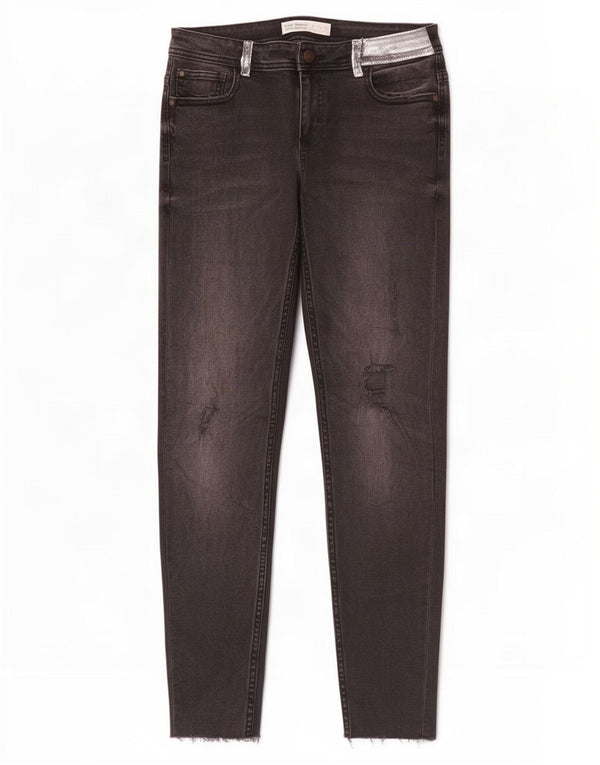 Zara Womens Distressed Skinny Jeans EU 38 Small W28 L27 Black Cotton