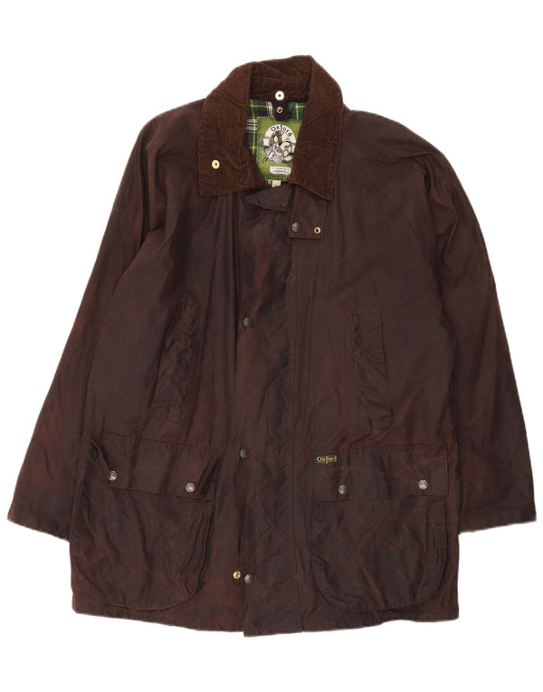Chaqueta Oxford de algodón encerado holgada para hombre UK 36 Small Brown