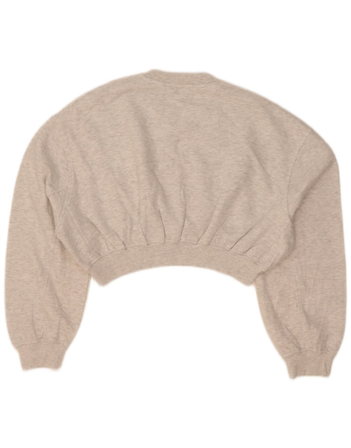 Zara Mujer Crop Sudadera De Gran Tamaño Jersey UK 10 Small Gris Moteado