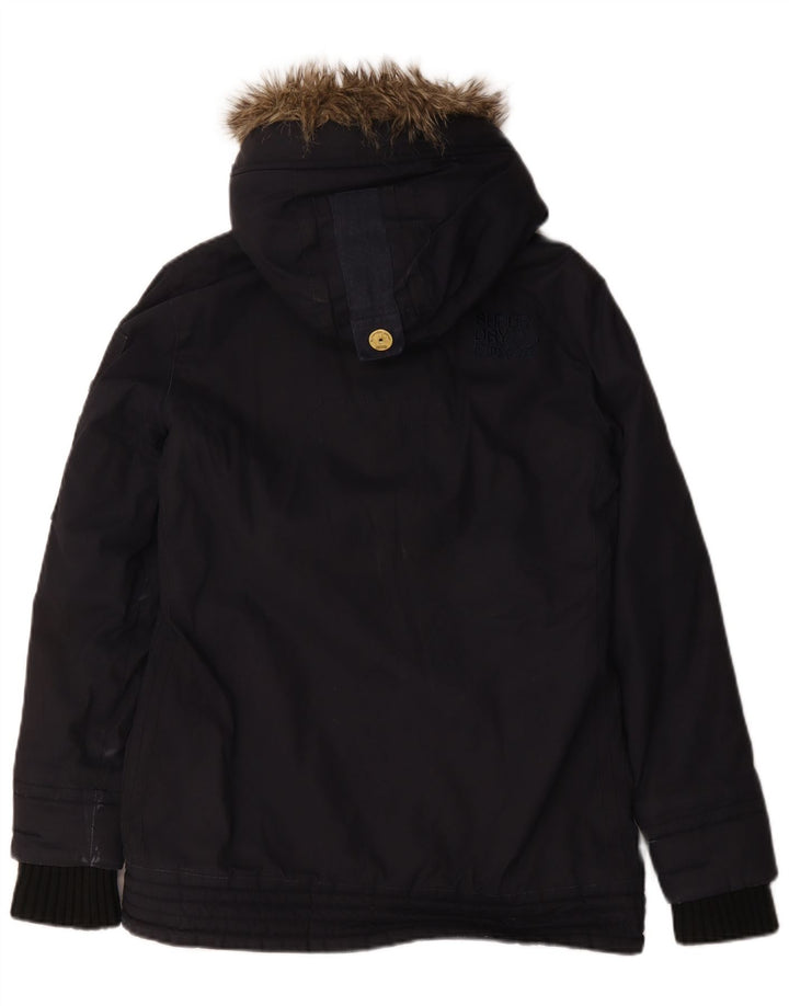 Superdry Chaqueta cortavientos con capucha para mujer, Reino Unido 44, Algodón azul marino mediano