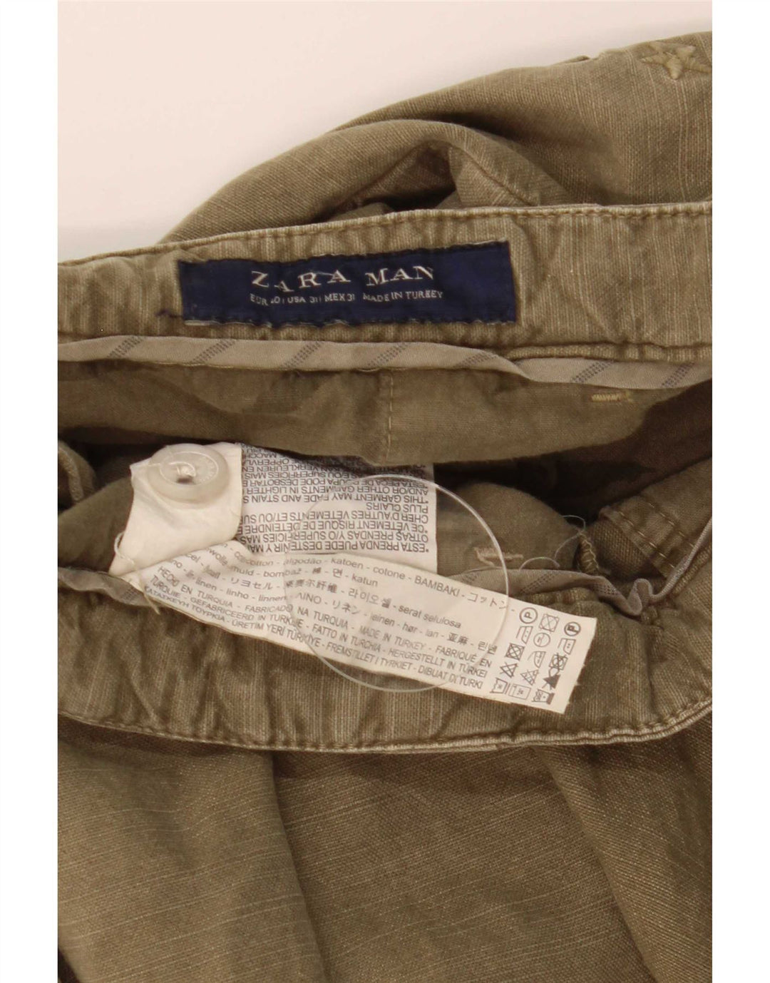 Zara Mens Chino Shorts EU 40 Medium W31 Caqui Algodón