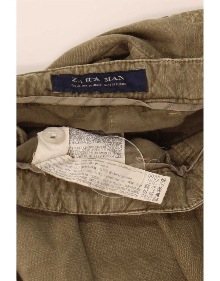 Zara Mens Chino Shorts EU 40 Medium W31 Caqui Algodón