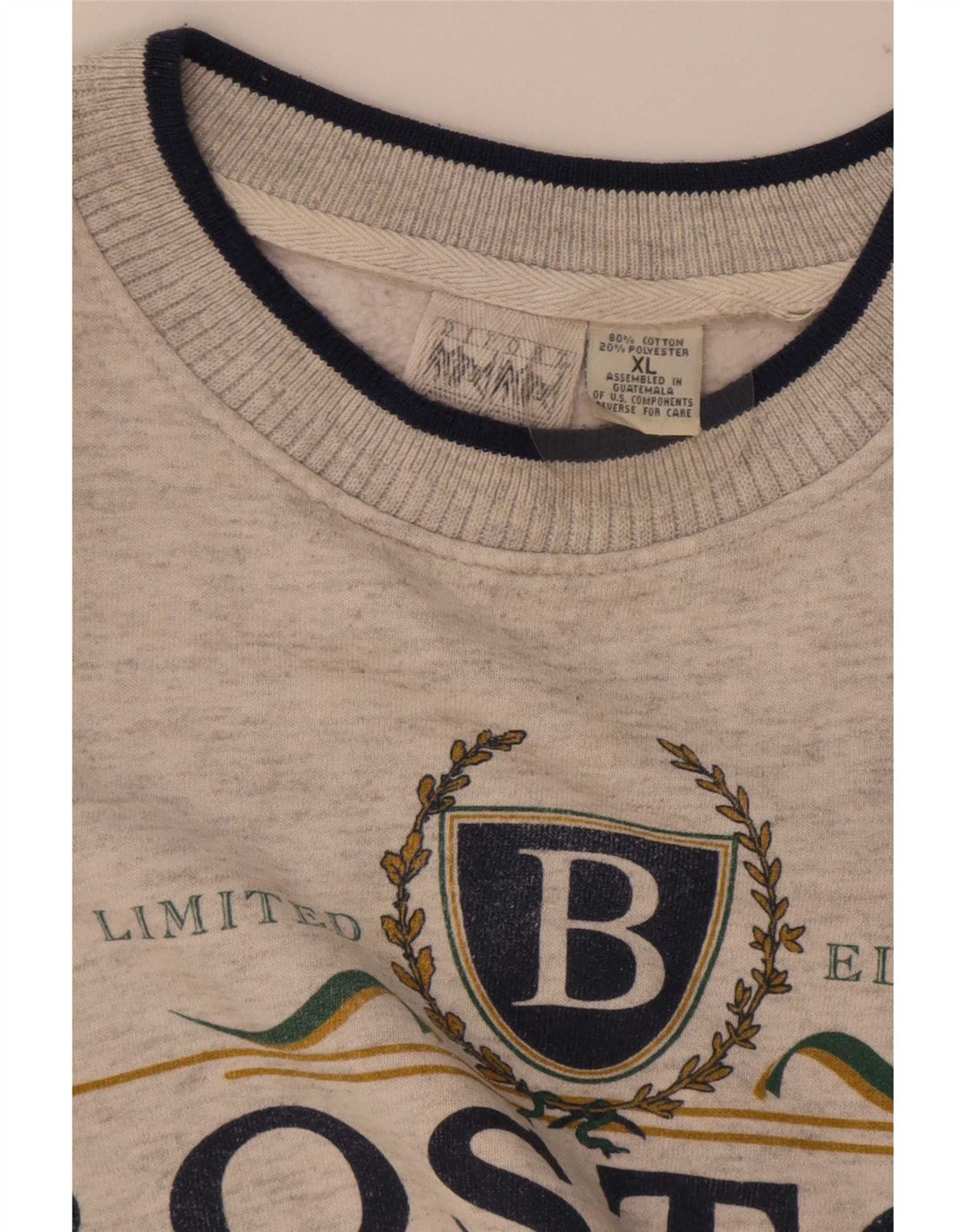 Boston Hombre Sudadera Gráfica Jersey XL Algodón Gris