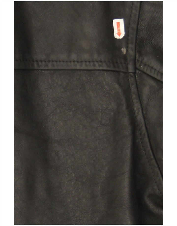 Chaqueta de cuero vintage para hombre IT 46 cuero negro pequeño