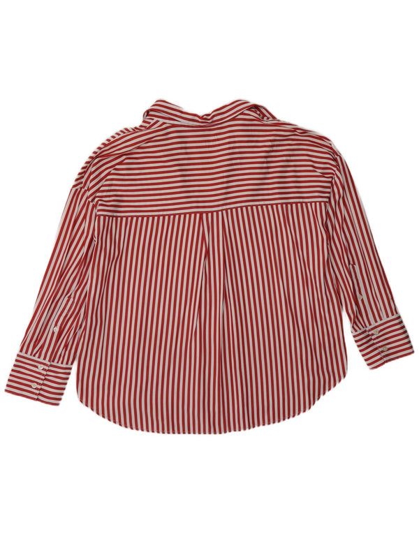 ZARA Womens Shirt UK 14 Medium Red Striped Polyester