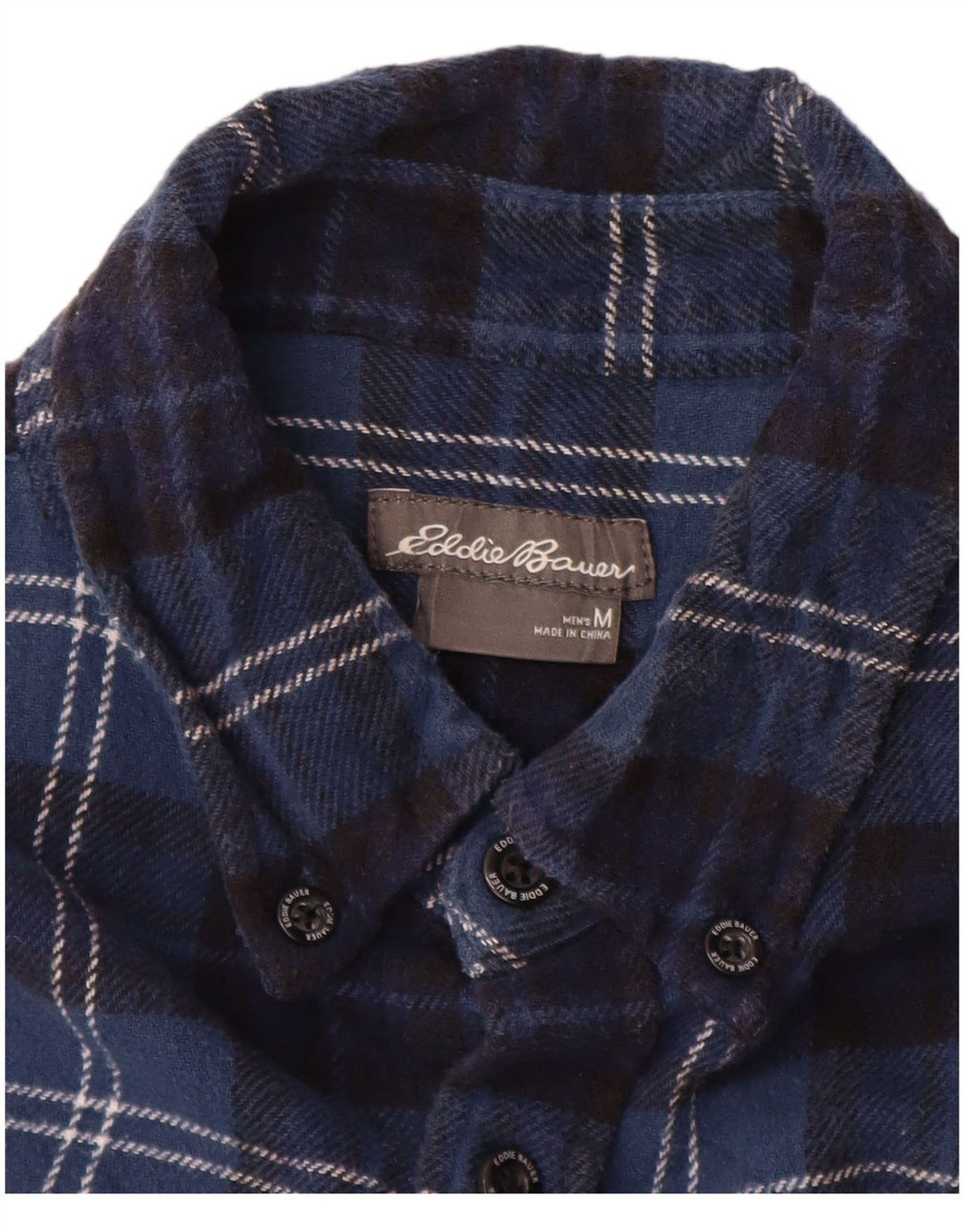 Eddie Bauer Camisa de franela para hombre Algodón a cuadros azul marino mediano