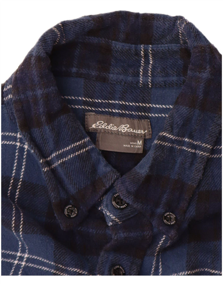 Eddie Bauer Camisa de franela para hombre Algodón a cuadros azul marino mediano