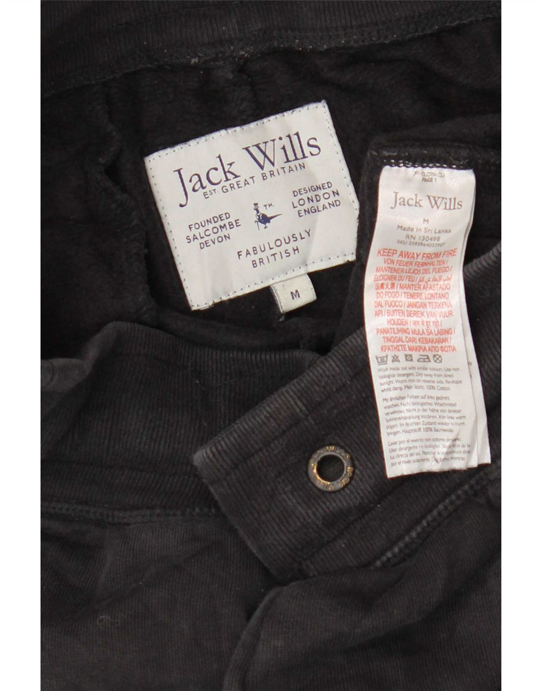 Jack Wills Hombre Pantalones De Chándal Gráfico Joggers Medium Negro Algodón