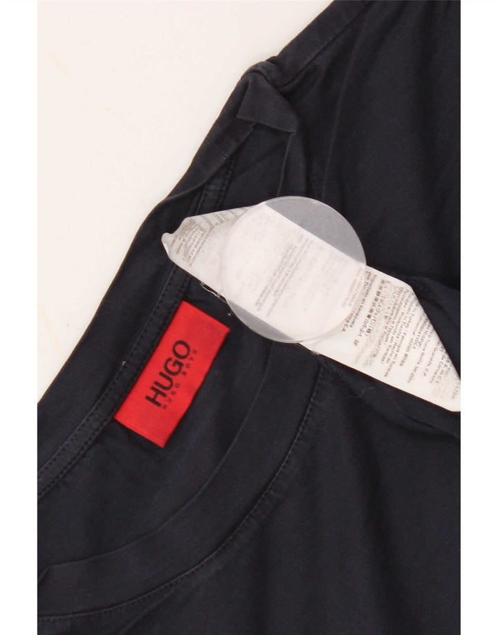 Hugo Boss Hombre Camiseta Top Medium Azul Marino Algodón