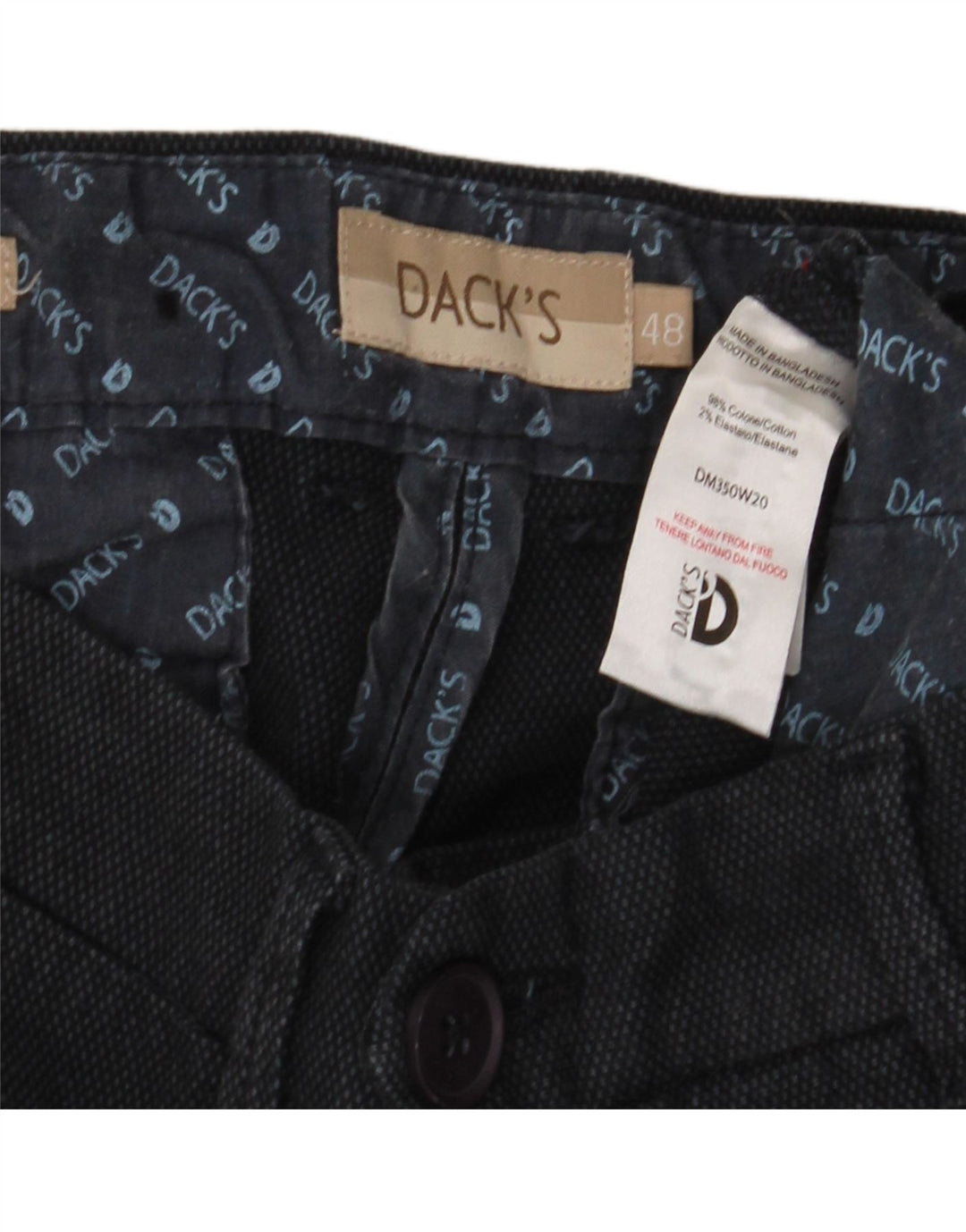 Dack's Pantalones chinos delgados para hombre IT 48 Medium W32 L32 Algodón negro