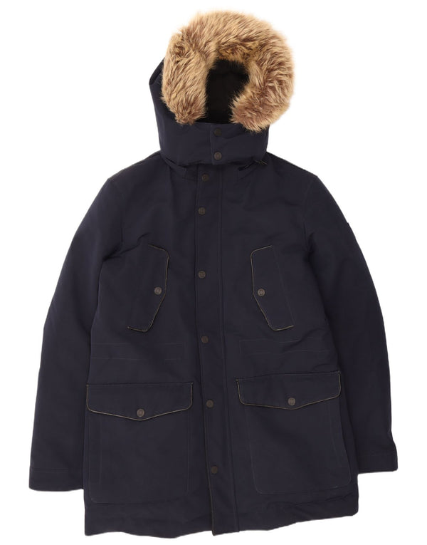 Guess Chaqueta acolchada con capucha para hombre UK 38 Medium Azul marino Poliéster
