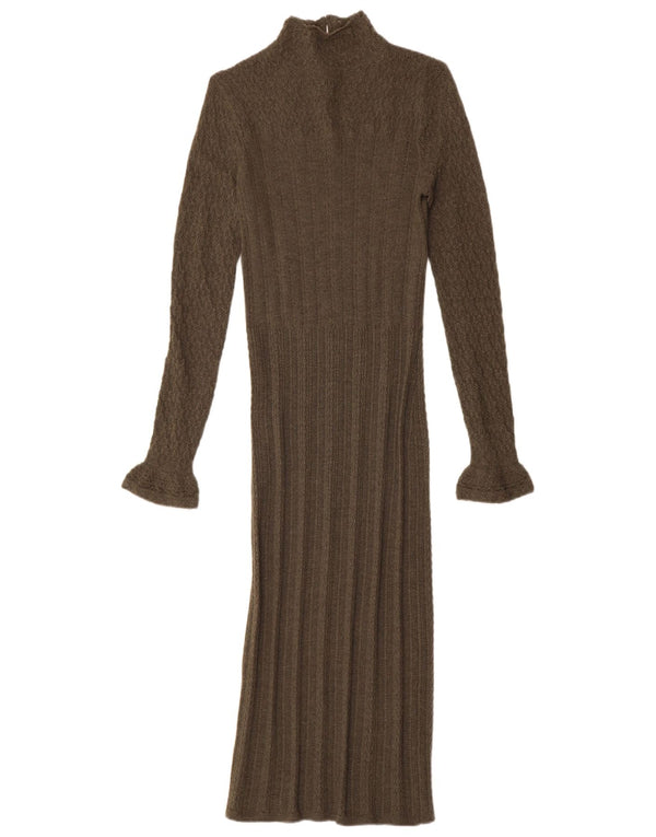 Polo Ralph Lauren Vestido maxi de manga larga para mujer UK 6 XS Lana caqui