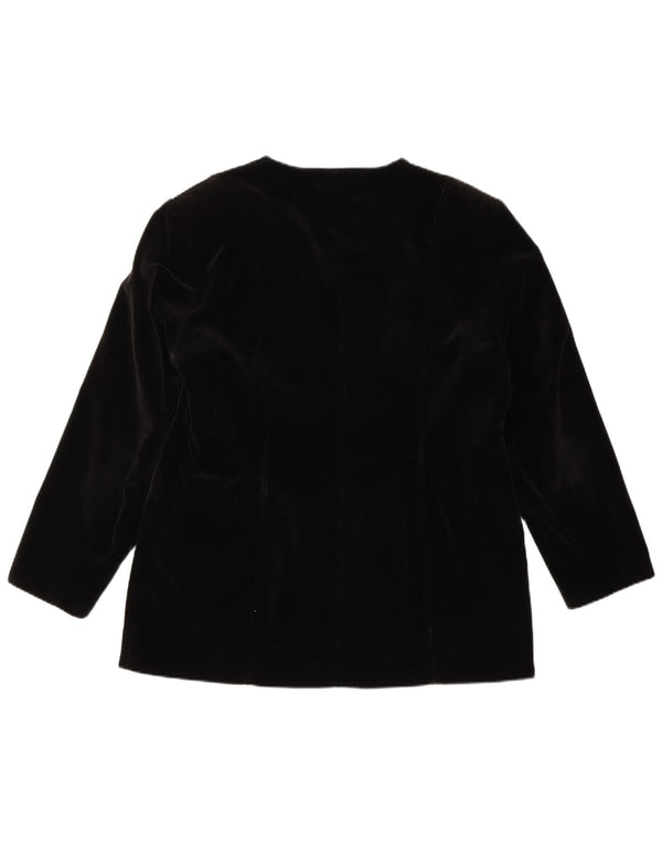 CITYLIFE Womens Velvet Blazer Jacket UK 14 Large Black Cotton