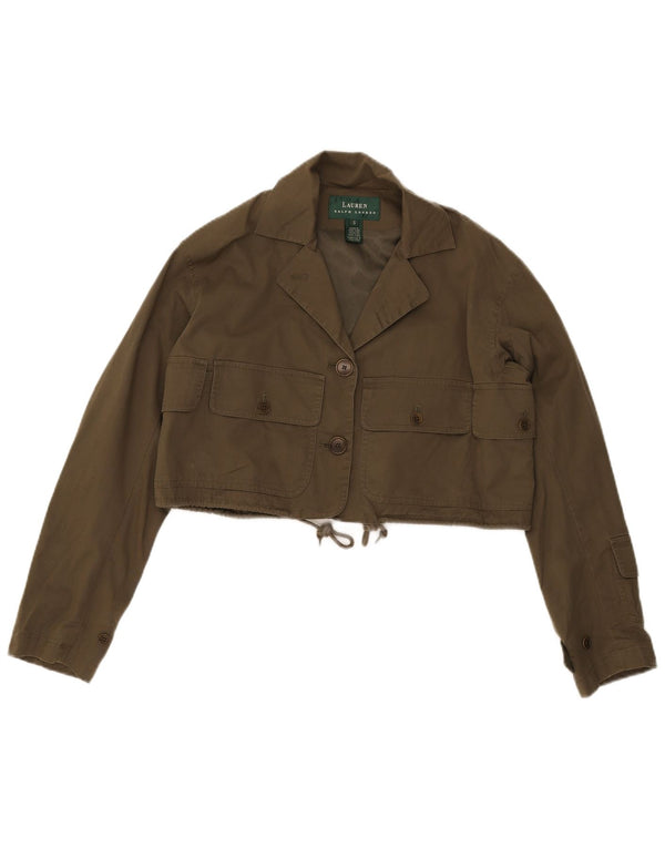 Ralph Lauren Chaqueta utilitaria corta para mujer UK 10 Small Khaki Cotton