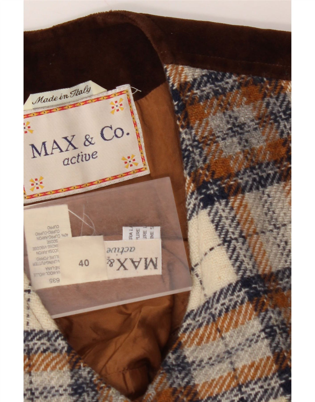 MAX & CO. Chaleco para mujer IT 40 Small Brown Check Wool