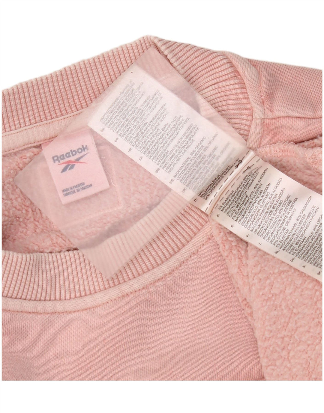 Reebok - Sudadera corta extragrande para mujer, talla 14, algodón rosa mediano