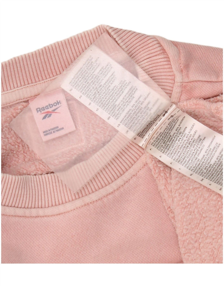 Reebok - Sudadera corta extragrande para mujer, talla 14, algodón rosa mediano