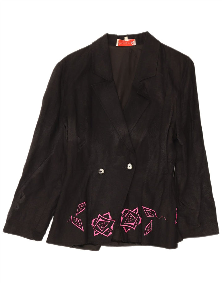 Anna Lugli Chaqueta tipo blazer con doble botonadura para mujer IT 42 Medium Black Floral