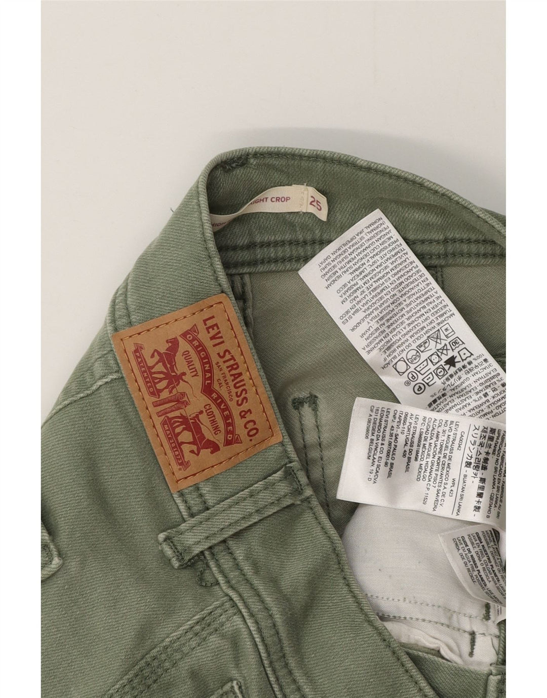 LEVI'S Jeans rectos de talle alto 724 para mujer W25 L25 Algodón verde