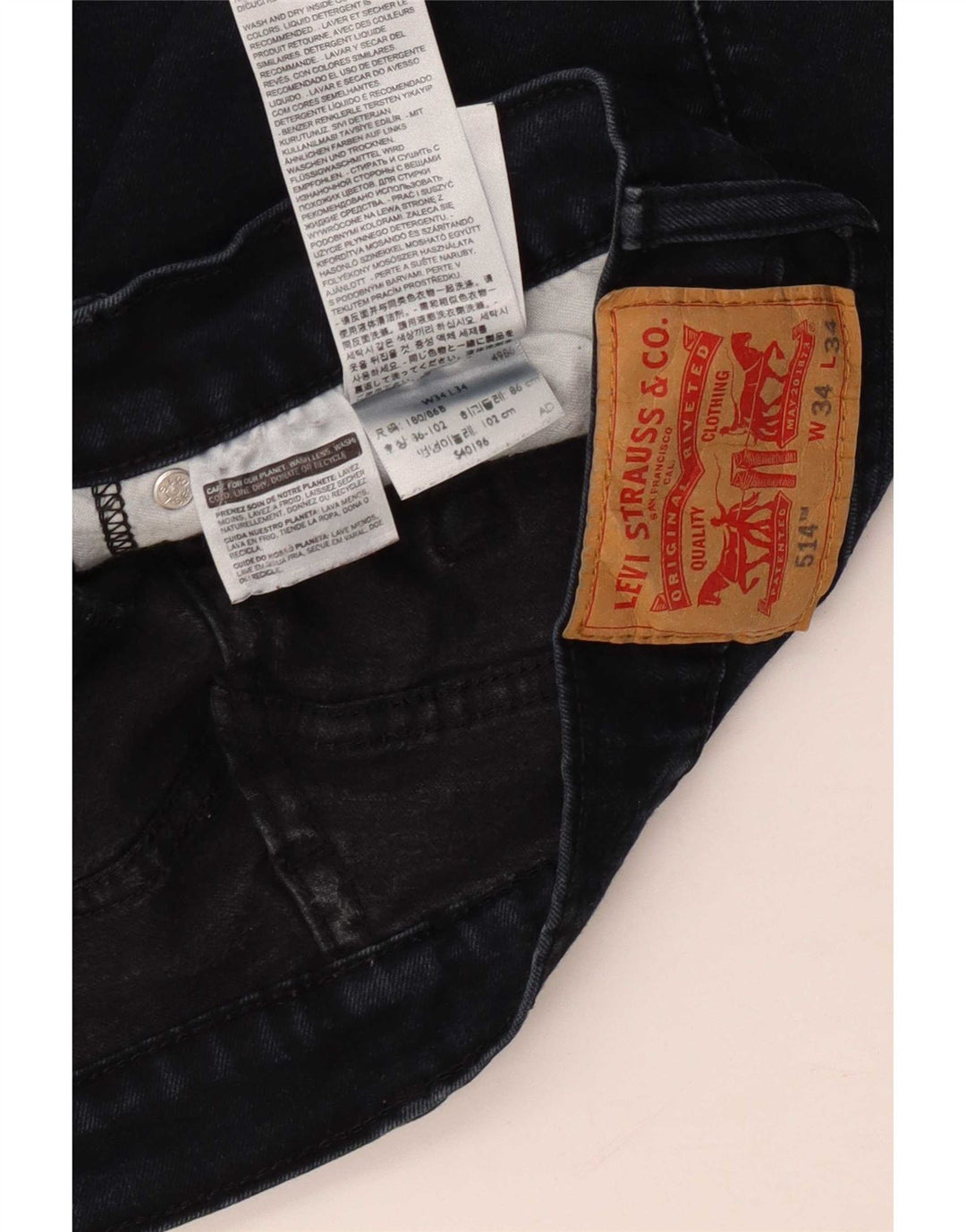 Levi's Jeans rectos 514 para hombre W34 L34 Algodón azul marino