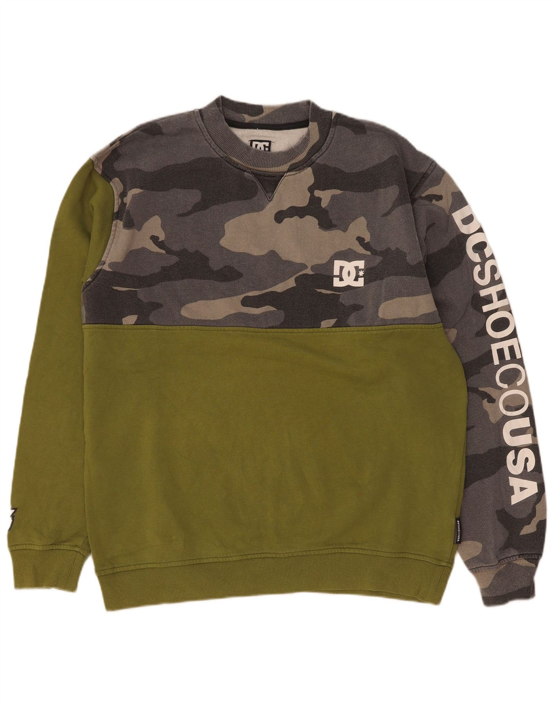 DC Sudadera Gráfica Jumper Large Verde Camuflaje Algodón Hombre