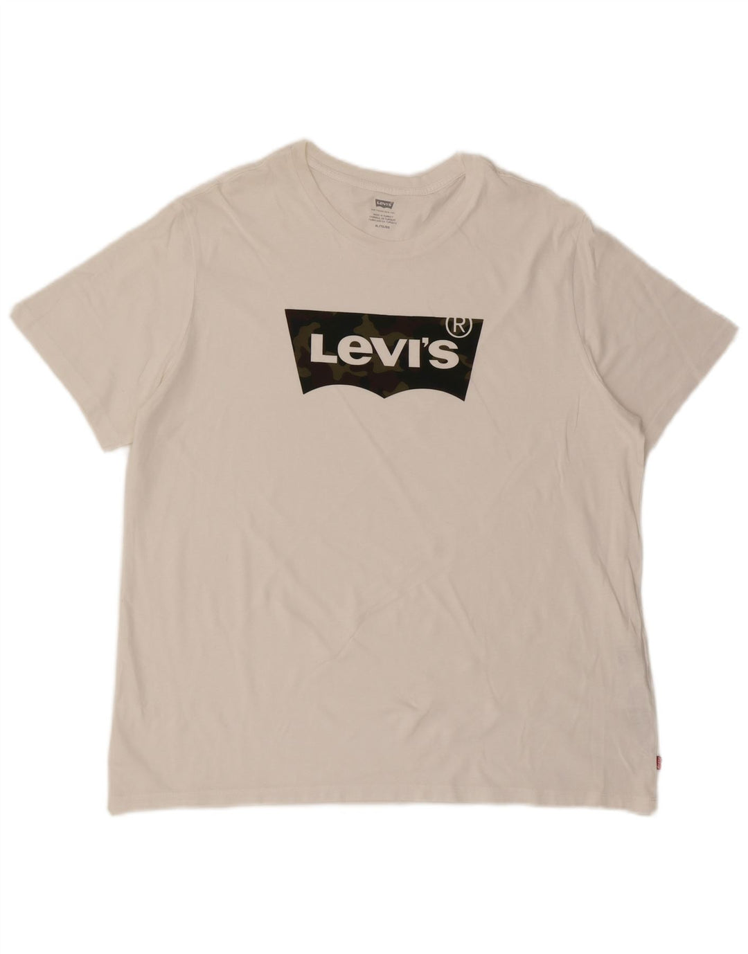 Levi's Hombre Camiseta Gráfica Top XL Algodón Blanco