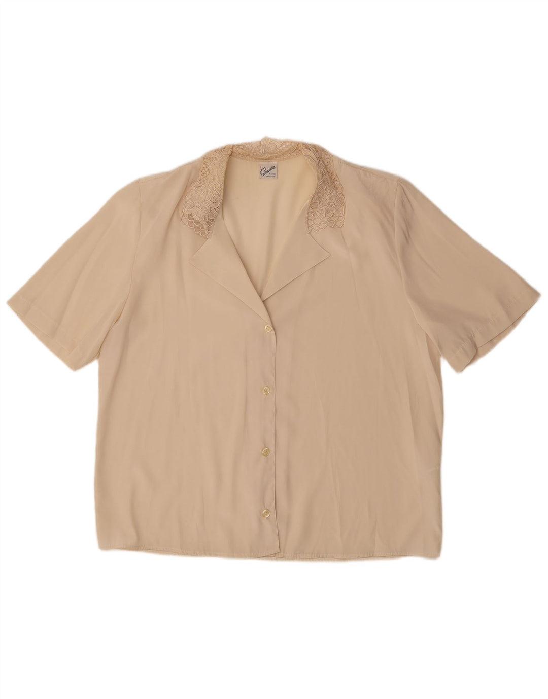 PRIMAVERA FIRENZE Blusa de manga corta para mujer UK 40 XL Beige