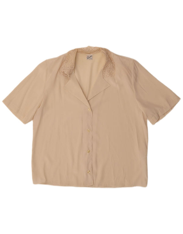 PRIMAVERA FIRENZE Blusa de manga corta para mujer UK 40 XL Beige