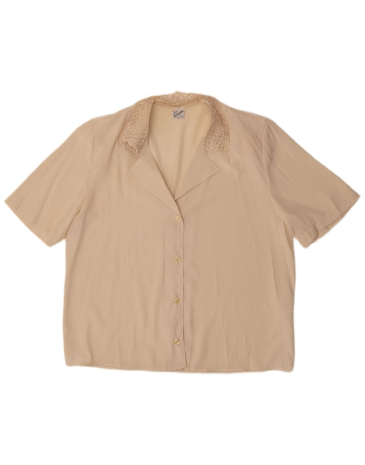 PRIMAVERA FIRENZE Blusa de manga corta para mujer UK 40 XL Beige