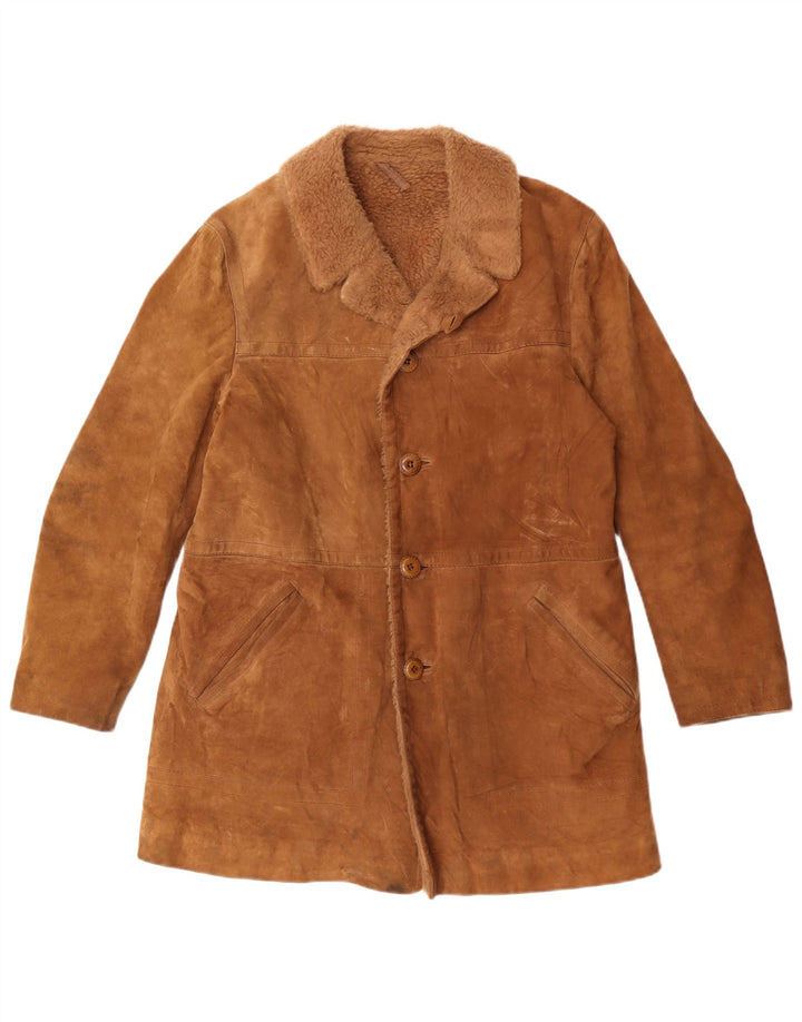 Anfor Chaqueta de ante Sherpa para hombre IT 48 Cuero marrón medio