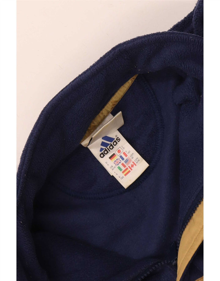 Adidas - Jersey de forro polar con cuello y cremallera para hombre, talla 40/42, poliéster azul marino mediano
