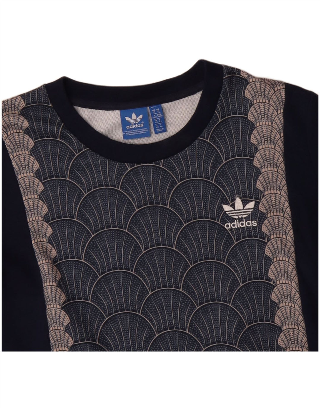 ADIDAS Sudadera gráfica para mujer Jumper UK 14 Mediano Azul marino Geométrico