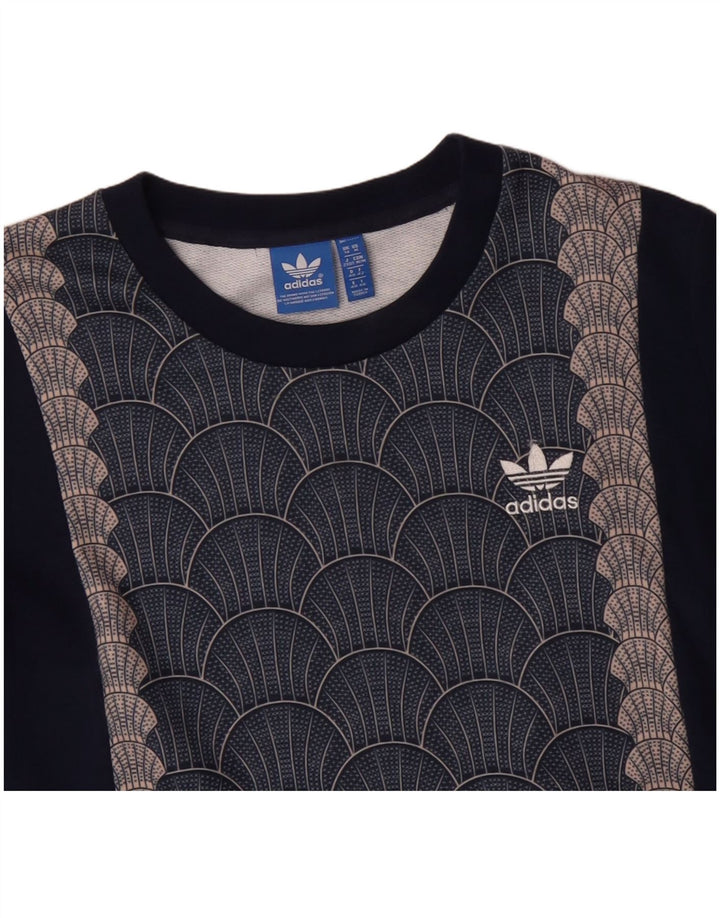 ADIDAS Sudadera gráfica para mujer Jumper UK 14 Mediano Azul marino Geométrico