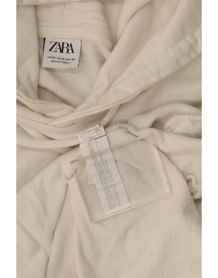 Zara Hombre Sudadera Con Capucha Jersey Mediano Blanco Algodón