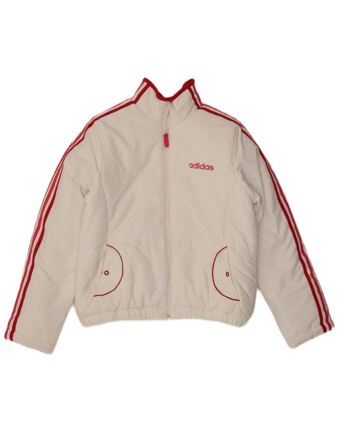 Adidas Chaqueta acolchada gráfica para mujer UK 46 Grande Poliéster blanco