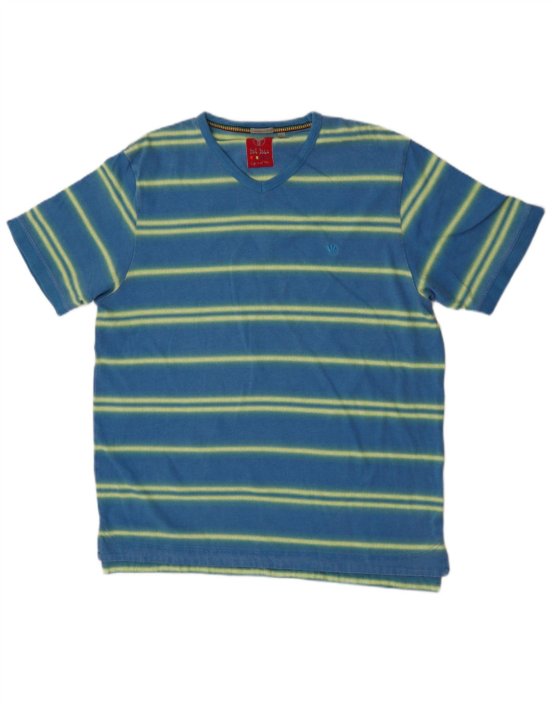 Camiseta de hombre Fat Face Top grande de algodón a rayas azules