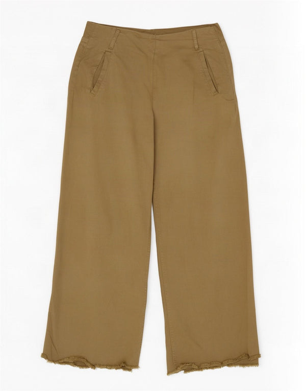 Zara Pantalones anchos de cintura alta para mujer EU 38 Small W28 L26 Caqui