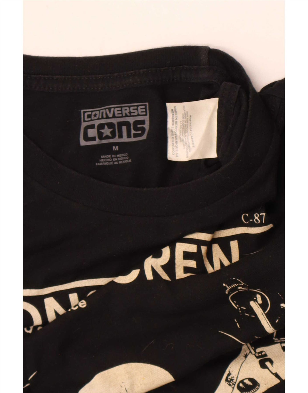 Converse Hombre Regular Graphic Camiseta Top Mediano Algodón Negro Música